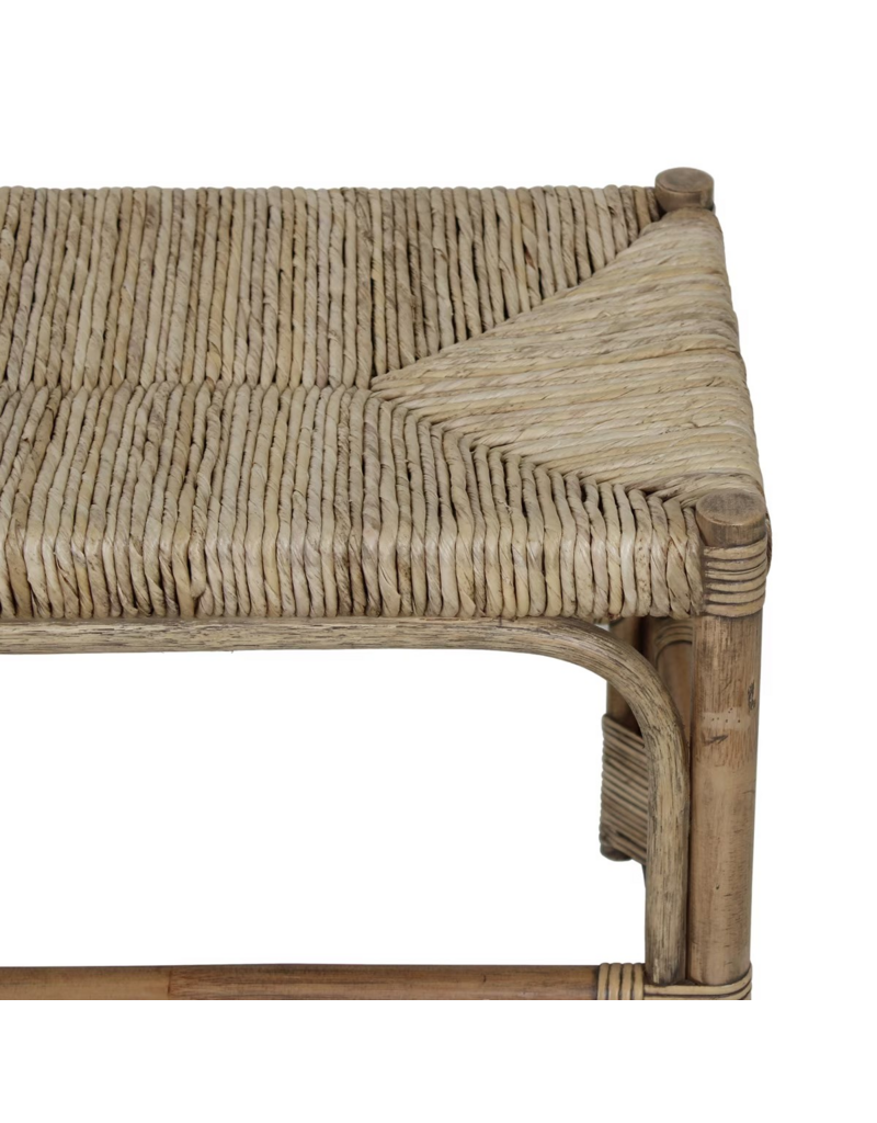 Jeffan Baylin Rattan Bench w/Banana Leaf Seat