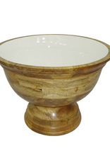 Jeffan Medium Enamel & Mango ood Round Pedestal Bowl