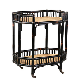 Jefferson Wren Rattan Bar Cart - Black