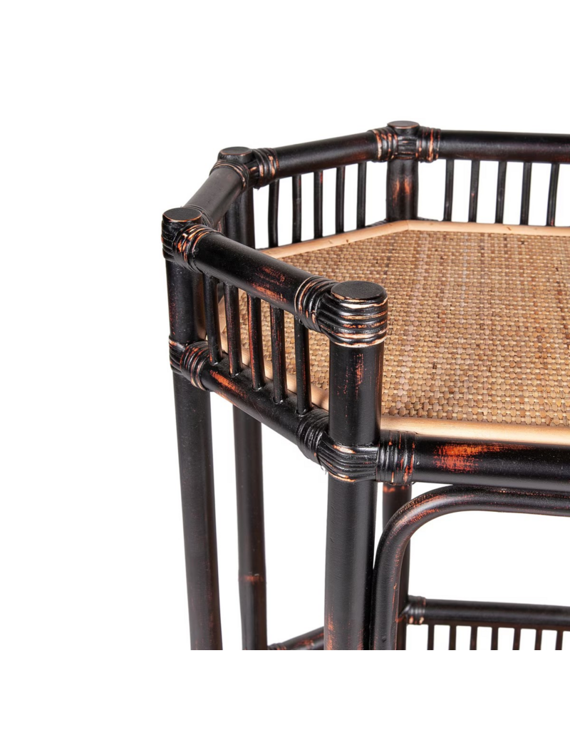 Jefferson Wren Rattan Bar Cart - Black
