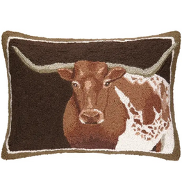 Peking Handicraft Longhorn Brown Background Hook Pillow