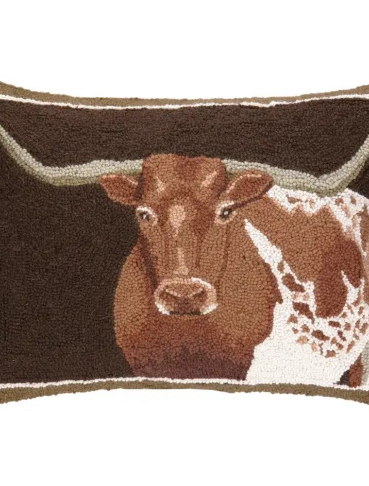 Peking Handicraft Longhorn Brown Background Hook Pillow