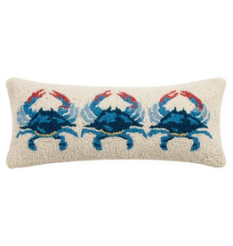 Peking Handicraft 3 Blue Crabs Hook Pillow