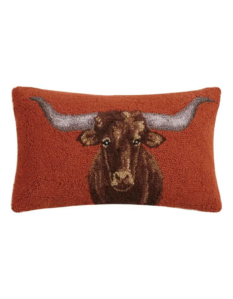 Peking Handicraft Longhorn Red Background Hook Pillow