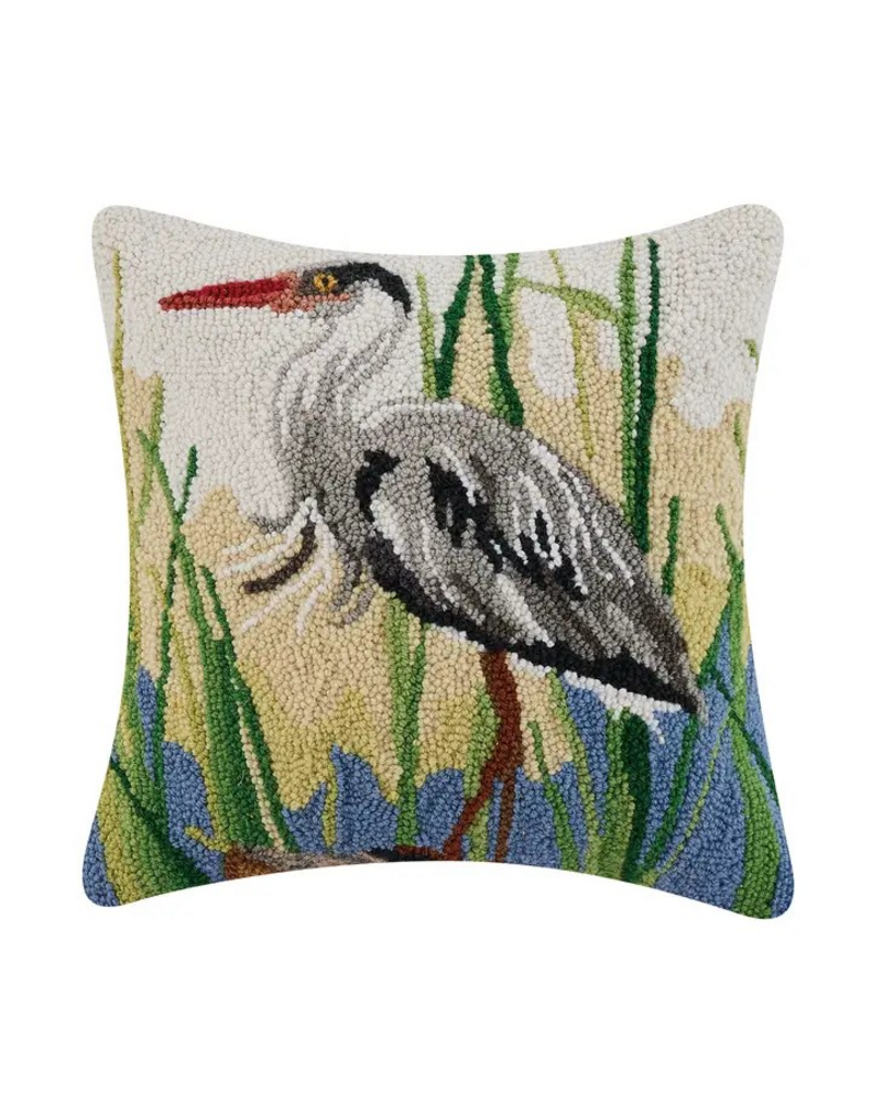 Peking Handicraft Great Blue Heron RIGHT Hook Pillow