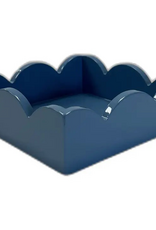 WH Hostess Social Stationery Lacquer Scalloped Notepad Holder - Navy Blue
