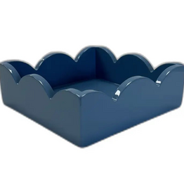 WH Hostess Social Stationery Lacquer Scalloped Notepad Holder - Navy Blue