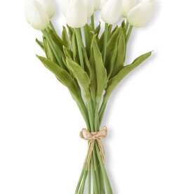 12 Stems  White Real Touch Mini Tulip Bundle