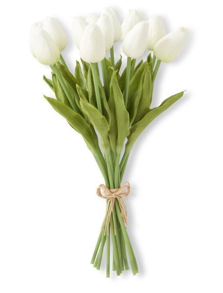 12 Stems  White Real Touch Mini Tulip Bundle
