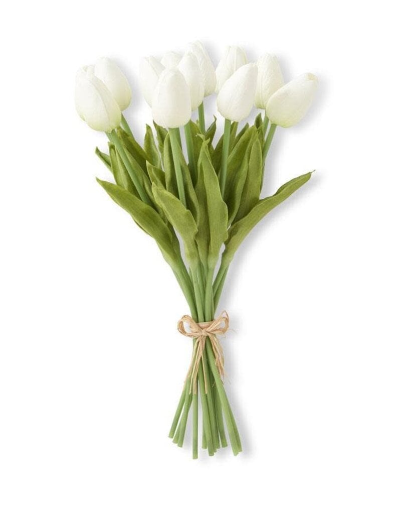 12 Stems  White Real Touch Mini Tulip Bundle