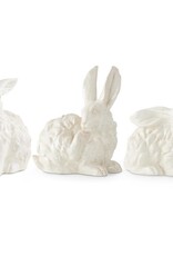 Set of 3 White Glazed Terracotta Bunnies