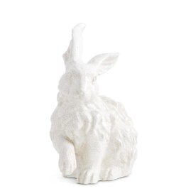 18" White Glazed Terracotta Bunny Standing