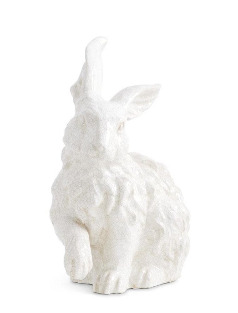 18" White Glazed Terracotta Bunny Standing