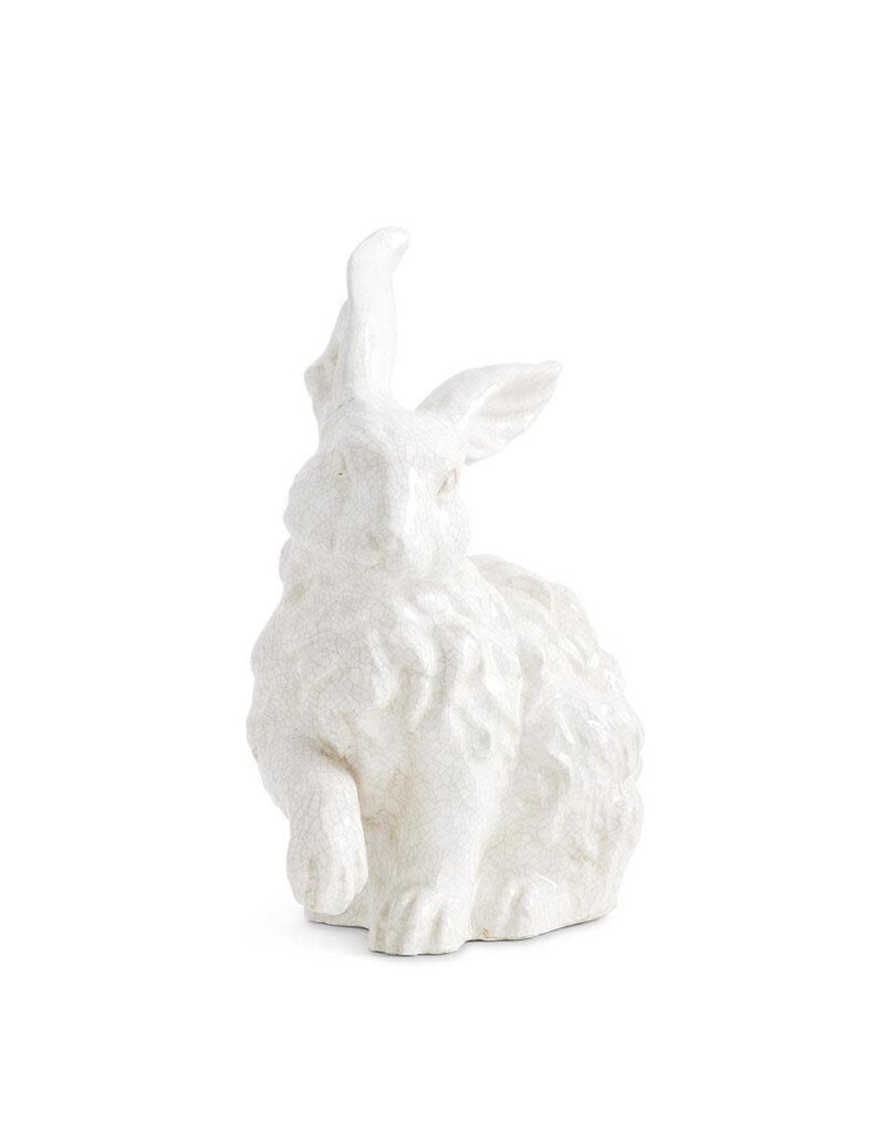 18" White Glazed Terracotta Bunny Standing