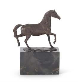 Bronze Horse Statue on Marble Block