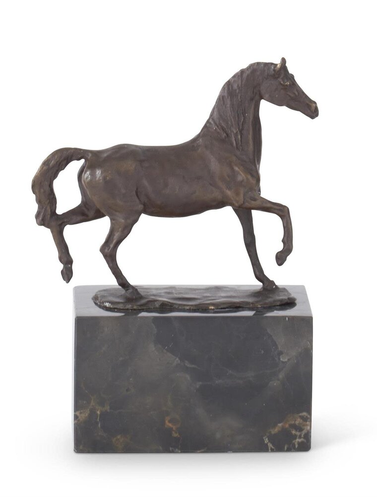 Bronze Horse Statue on Marble Block