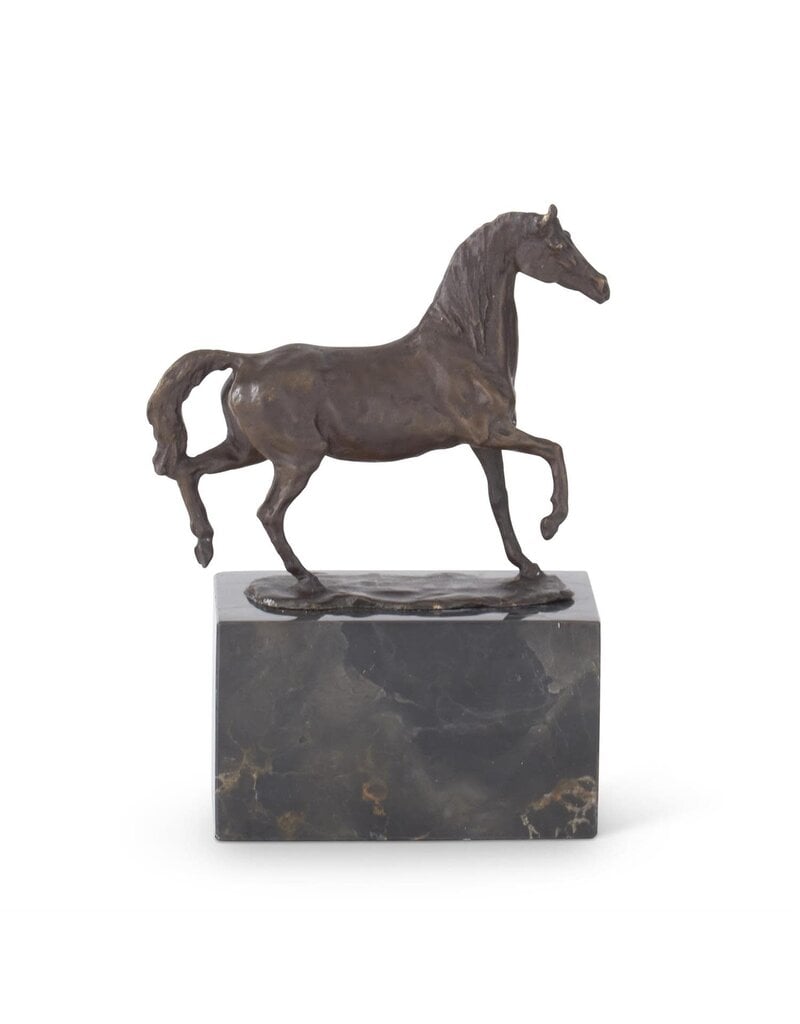 Bronze Horse Statue on Marble Block