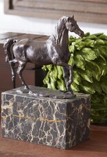 Bronze Horse Statue on Marble Block