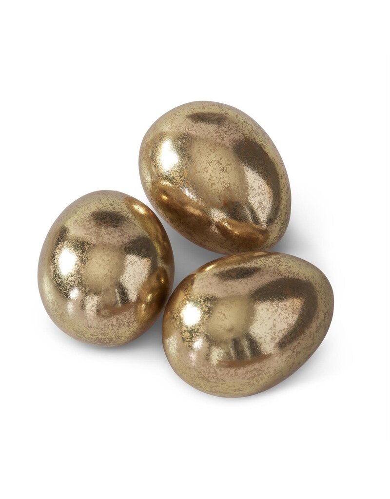3" Gold Gilded Resin Eggs