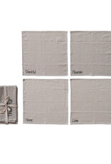 Crestview S/4 Napkins with Embroidered Word - Natural & Black
