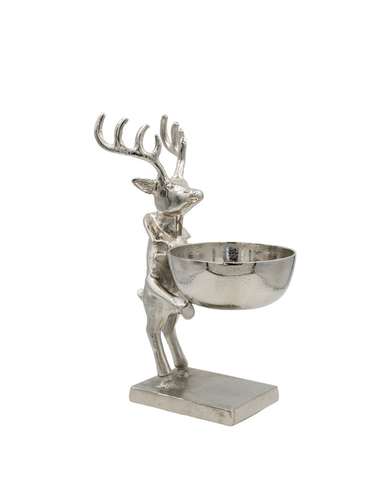 Deer Holding Bowl, Nickel Finish