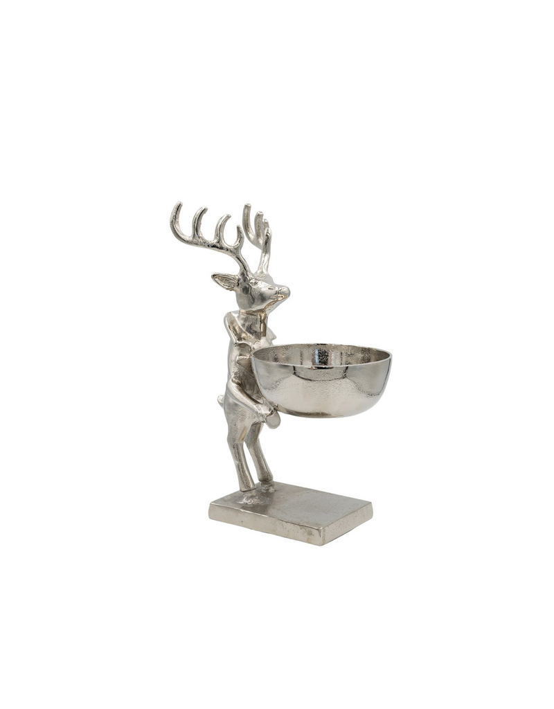 Deer Holding Bowl, Nickel Finish