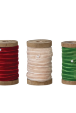 10Yards 1/4" Velvet Ribbon on Wood Spool - 3 Colors