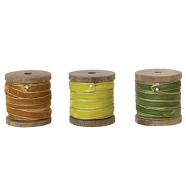 10Yards Velvet Ribbon w/Metallic Edges - Wood Spool