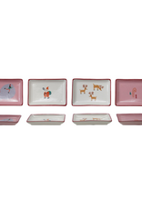 Stoneware Dish w/North Pole Pattern - 4 Styles