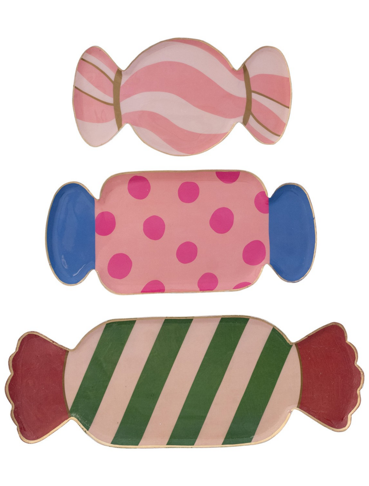 Set of 3 Enameled Candy Shaped Trays