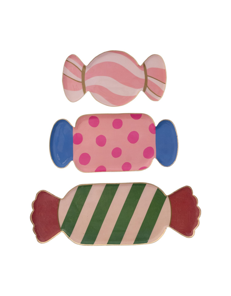Set of 3 Enameled Candy Shaped Trays