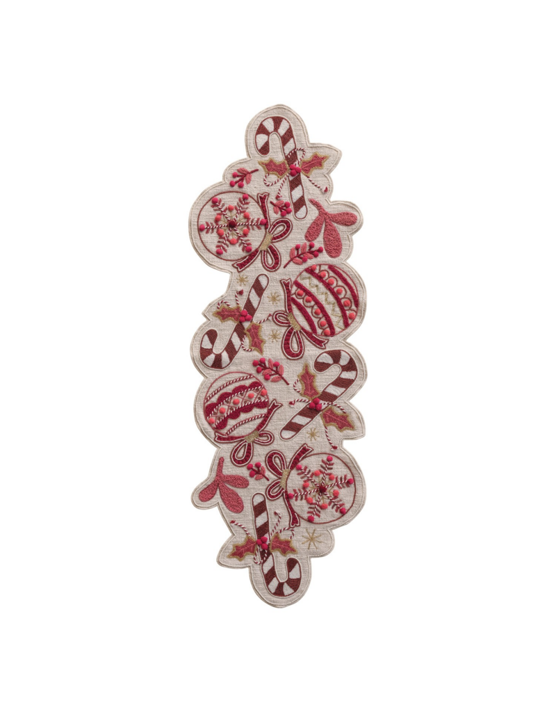 Seasonal Gather Holiday Hand Embroidered Slub Table Runner