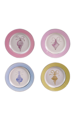 Stoneware Plate with Ornament Image - 4 Styles