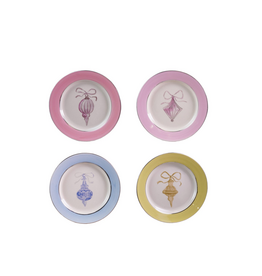 Stoneware Plate with Ornament Image - 4 Styles