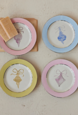 Stoneware Plate with Ornament Image - 4 Styles