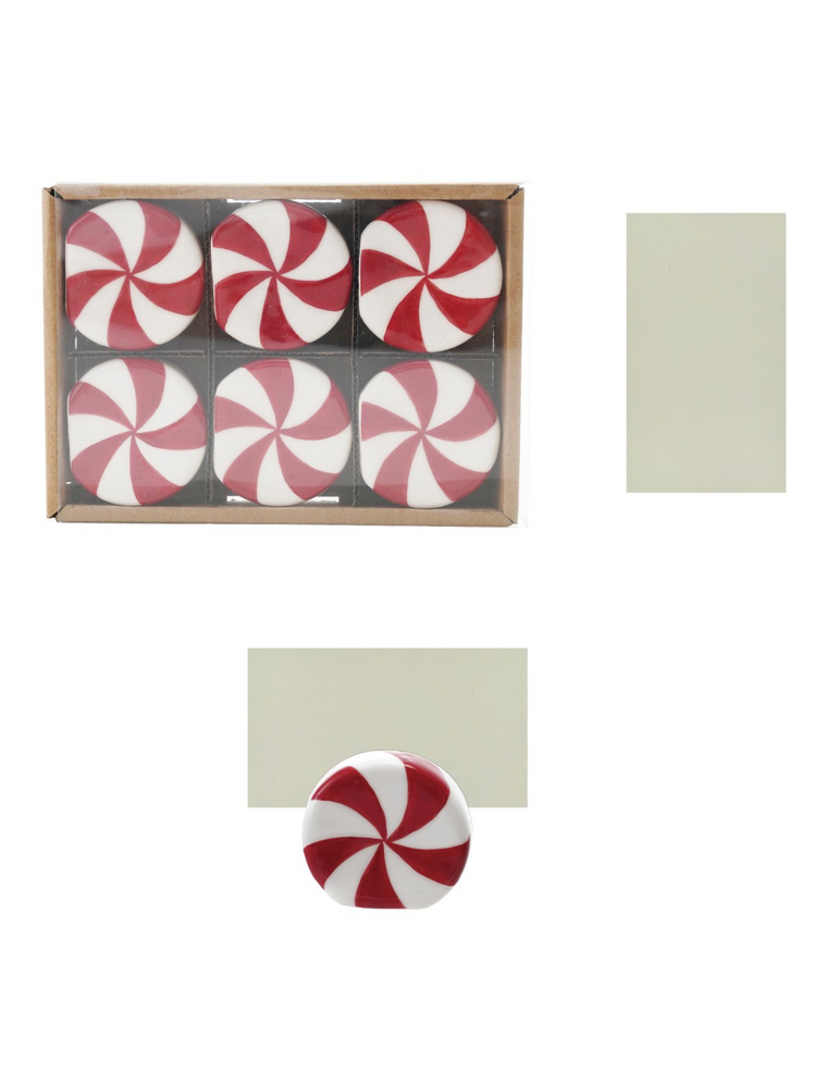Christmas Market Set of 6 Peppermint Candy Card/Photo Holders