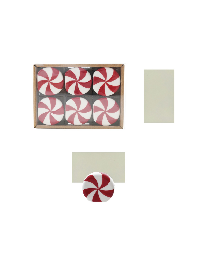 Christmas Market Set of 6 Peppermint Candy Card/Photo Holders