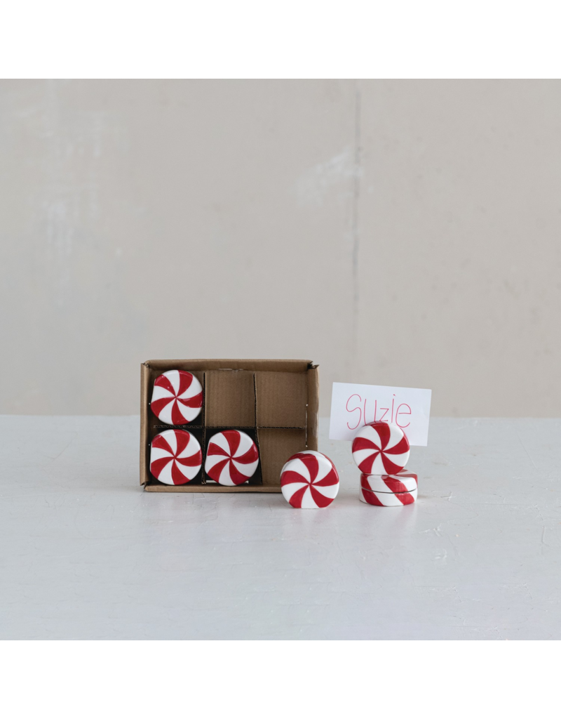 Christmas Market Set of 6 Peppermint Candy Card/Photo Holders