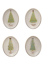 Christmas Market Oval Stoneware Dish w/Christmas Tree - 4 Styles