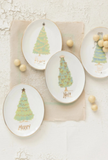 Christmas Market Oval Stoneware Dish w/Christmas Tree - 4 Styles