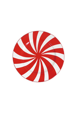 Enameled Plate/Charger with Swirled Stripes - Red & White