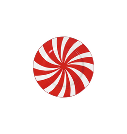 Enameled Plate/Charger with Swirled Stripes - Red & White