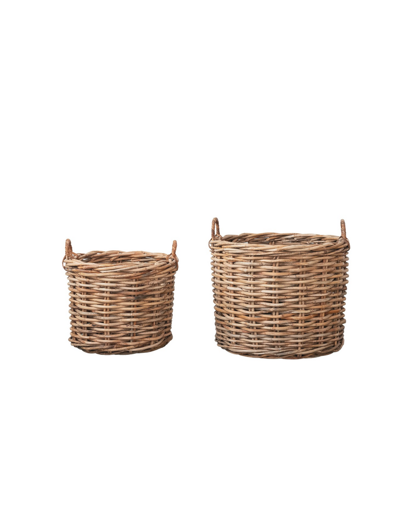 Meadow Small 26" Round x 20.5"H Rattan Basket w/Handles