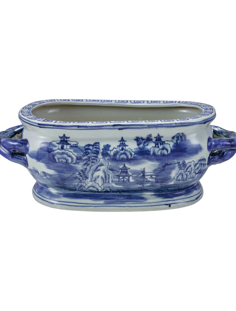 Dapper Home Oval Hand-Painted Stoneware Vintage Reproduction Planter