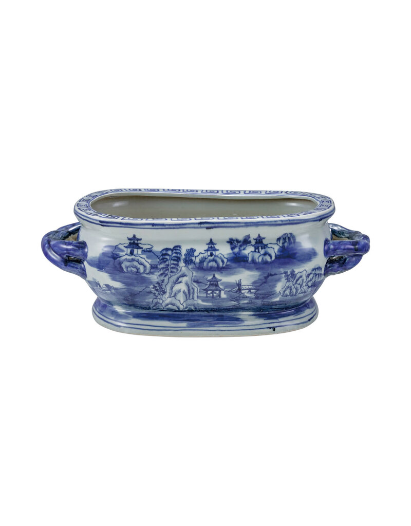 Dapper Home Oval Hand-Painted Stoneware Vintage Reproduction Planter