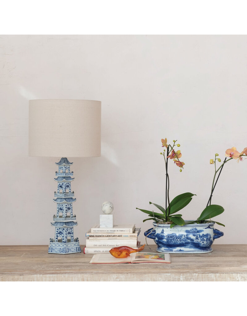 Dapper Home Oval Hand-Painted Stoneware Vintage Reproduction Planter