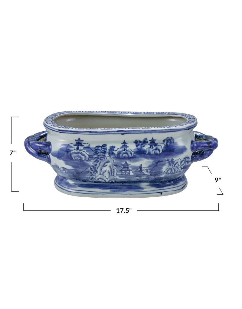 Dapper Home Oval Hand-Painted Stoneware Vintage Reproduction Planter