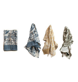Meadow Cotton Printed Tea Towels w/ Floral Pattern, Set of 3