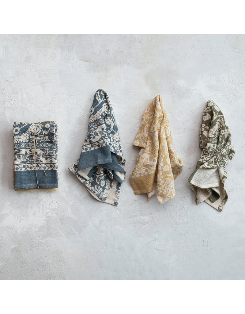 Meadow Cotton Printed Tea Towels w/ Floral Pattern, Set of 3