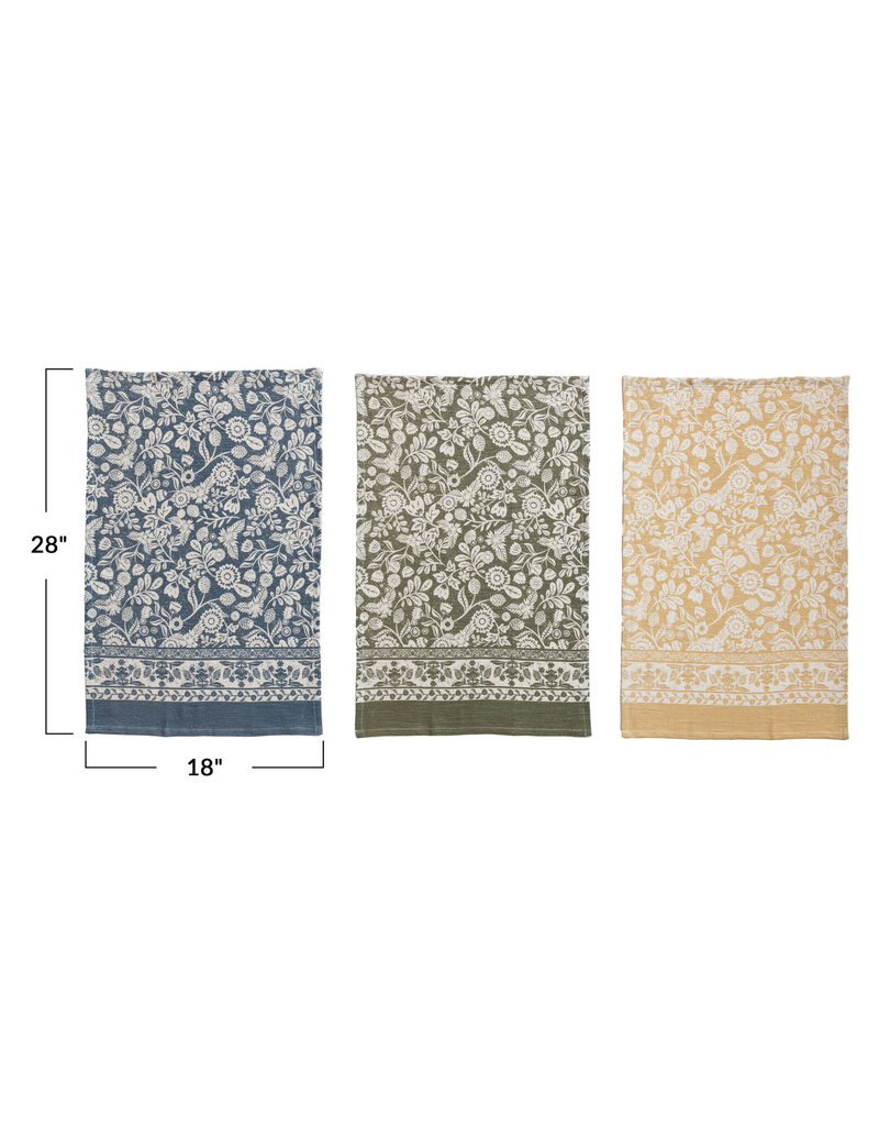 Meadow Cotton Printed Tea Towels w/ Floral Pattern, Set of 3